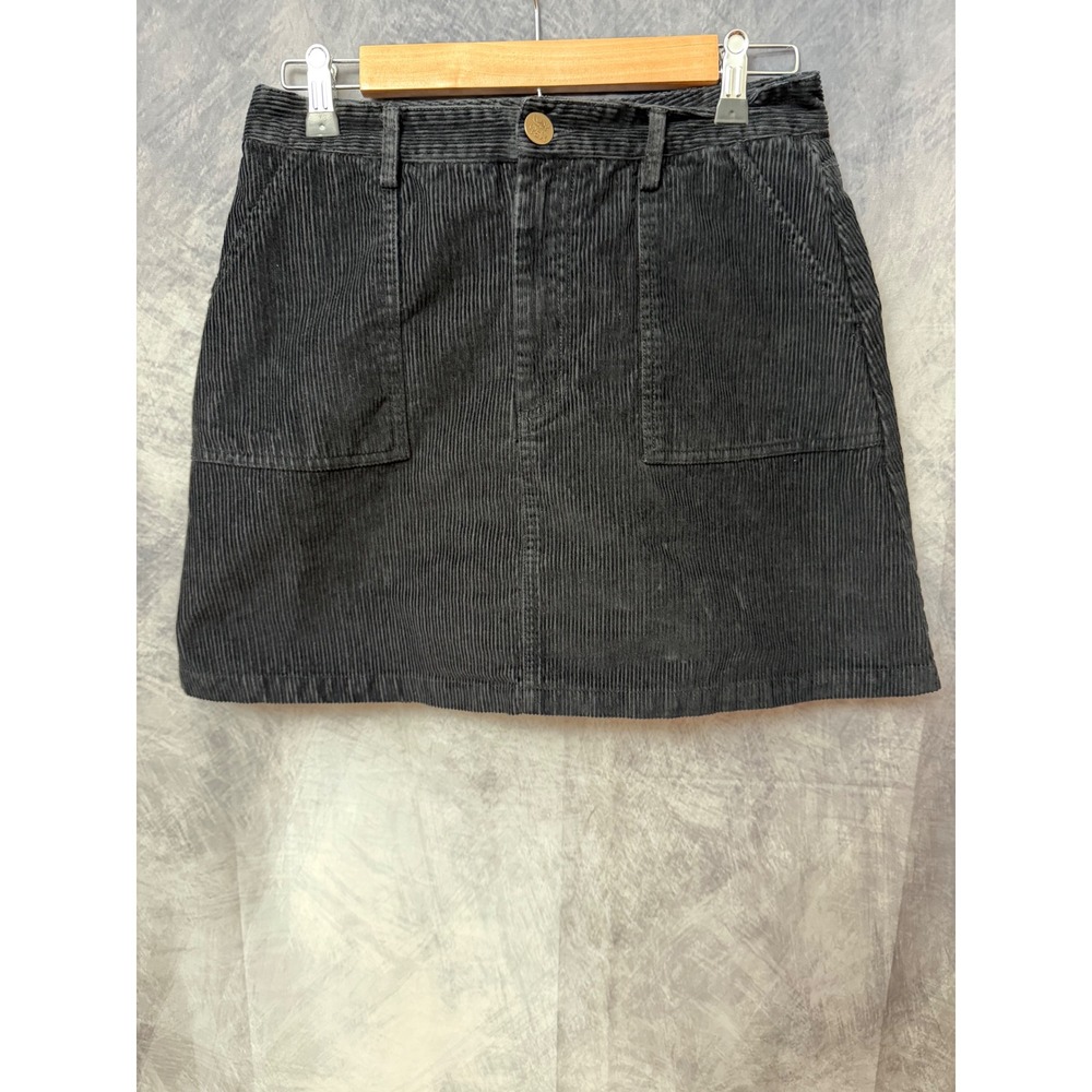 Lucy & Yak Black Organic Cotton Corduroy Mini Skirt Size US 8 UK 12 Pocketed